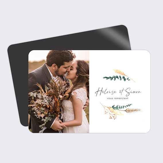 Carte remerciement mariage Just Married Floral
