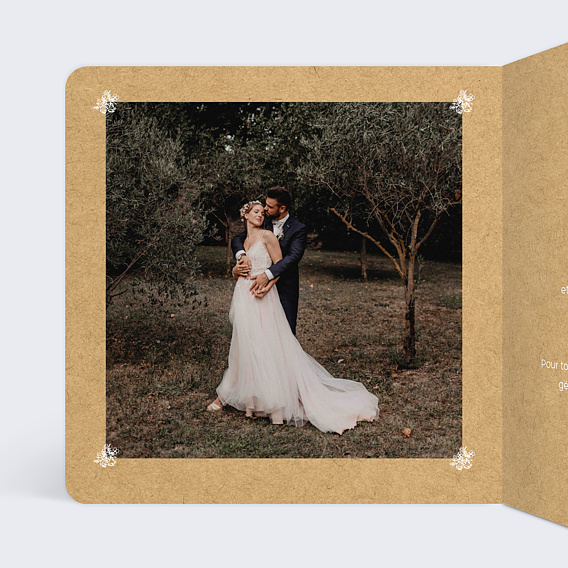 Carte remerciement mariage Jolie Dentelle Intérieur Gauche