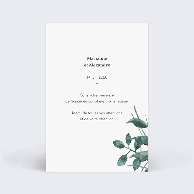 Remerciements Mariage Luxe Verso