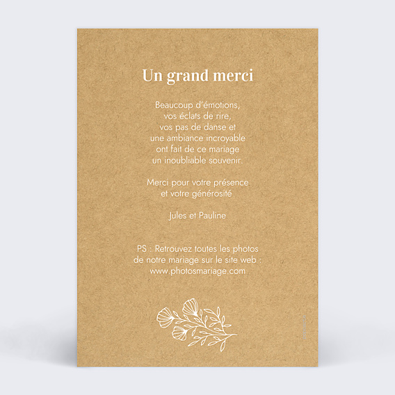 Remerciements mariage Amour en Cage