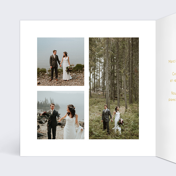 Carte remerciement mariage Fairy Lights Intérieur Gauche