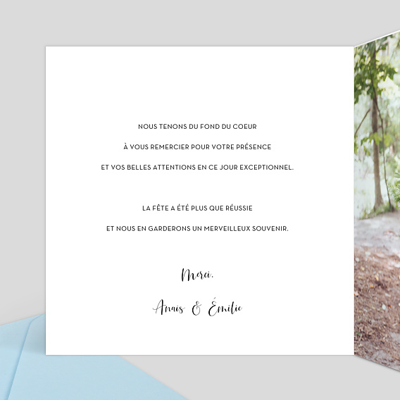 Carte remerciement mariage Dorure Pois Merci Intérieur Gauche