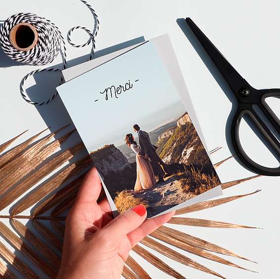 Carte remerciement mariage Tirets Noir Après 4