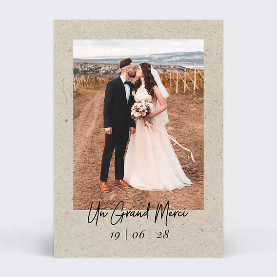 Carte remerciement mariage Esprit Chiné I Recto