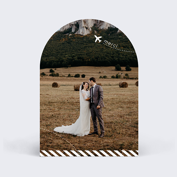 Carte remerciement mariage Ensemble en vadrouille