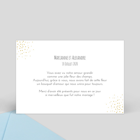 Carte remerciement mariage Poussière d'Étoiles 4 Photos Verso
