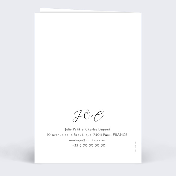 Carte remerciement mariage Envolée Florale Verso