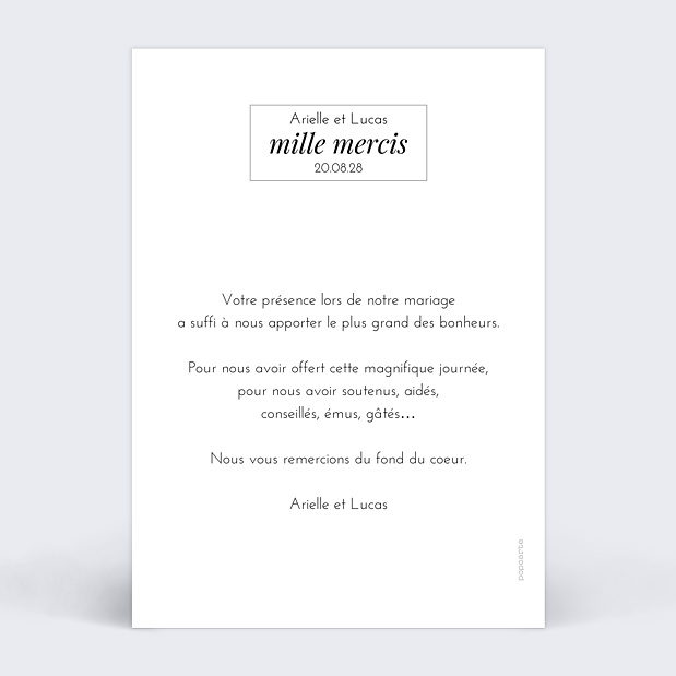 Remerciements Mariage Étiquette Verso
