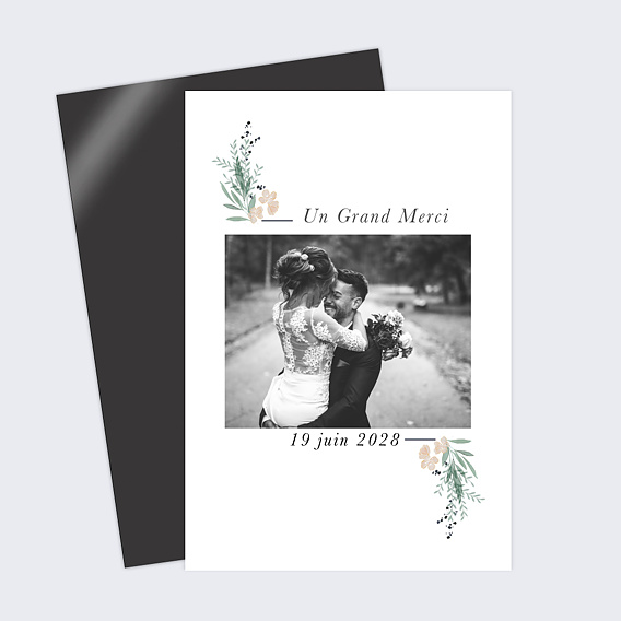 Carte remerciement mariage Couronne de Laurier