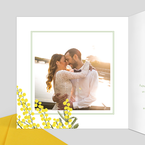 Carte remerciement mariage Mimosa Intérieur Gauche