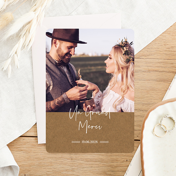 Carte remerciement mariage Bohème Après 4