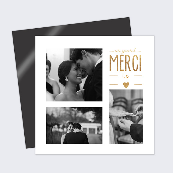 Carte remerciement mariage Jeu Typographique