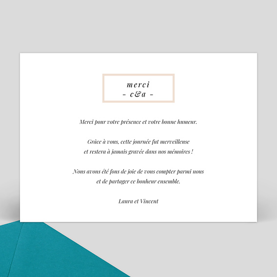 Carte remerciement mariage Etiquette Poudrée Verso