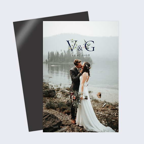 Carte remerciement mariage Lettrines Botaniques