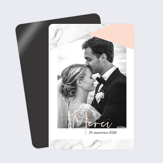 Carte remerciement mariage Marbre