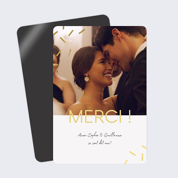 Carte remerciement mariage Paillettes Chic