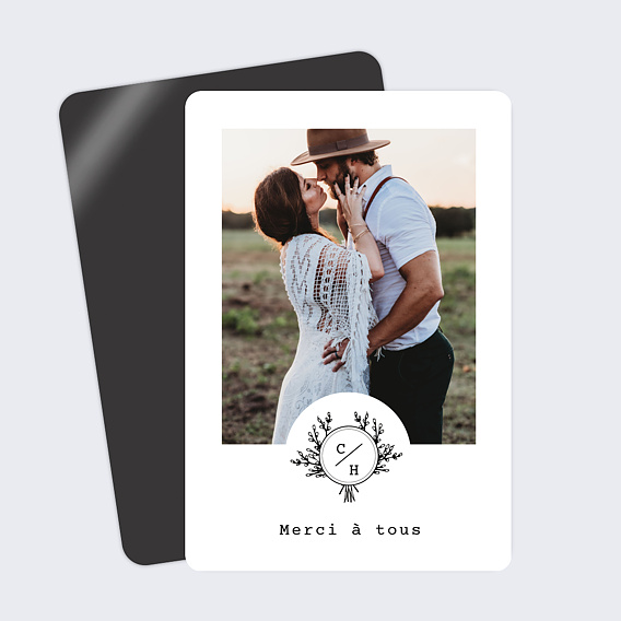 Carte remerciement mariage Tampon Rustique I