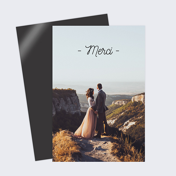 Carte remerciement mariage Tirets Noir