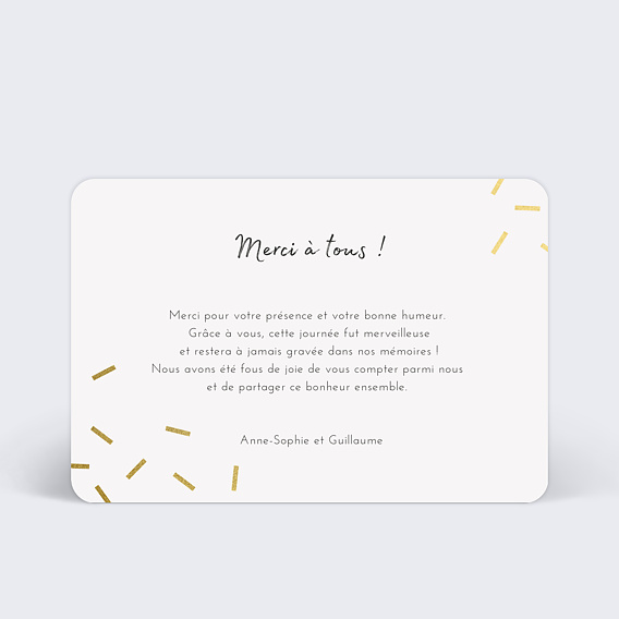 Remerciements mariage Paillettes Chic