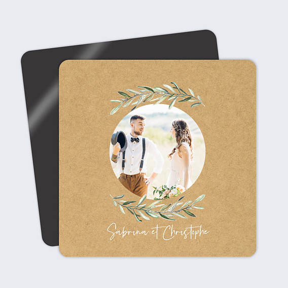 Carte remerciement mariage Lauriers