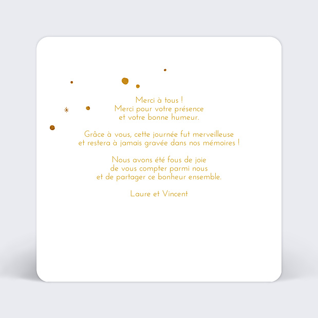 Remerciements Mariage Golden Dots Verso