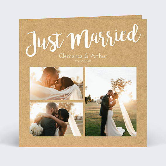 Remerciements mariage Just Married Kraft