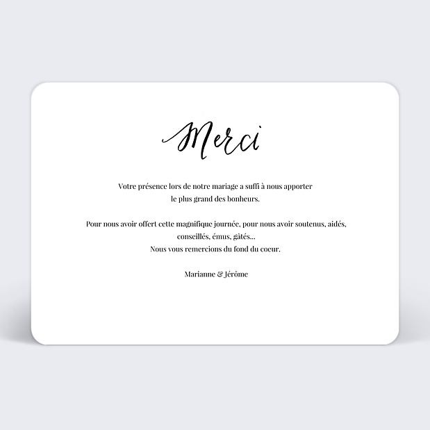 Remerciements Mariage Calligraphie Verso