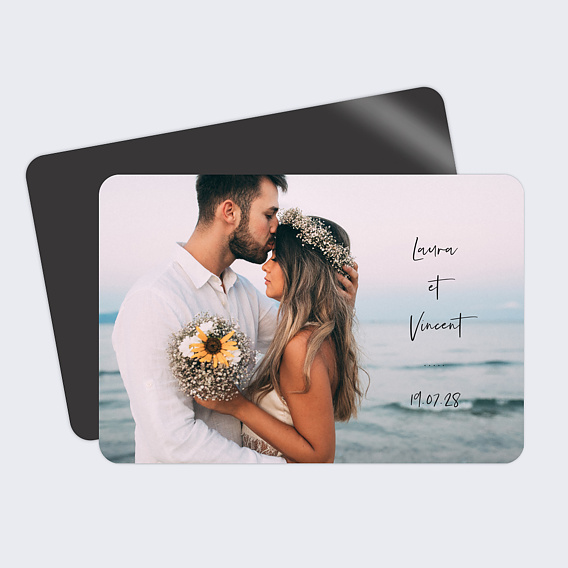 Carte remerciement mariage Typographie (dos photo)