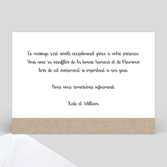 Carte remerciement mariage Photomaton Délicat Verso