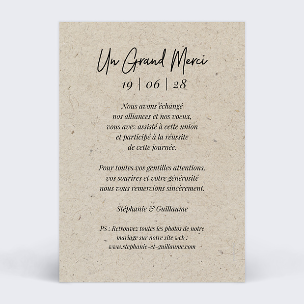 Remerciements mariage Esprit Chiné I Verso