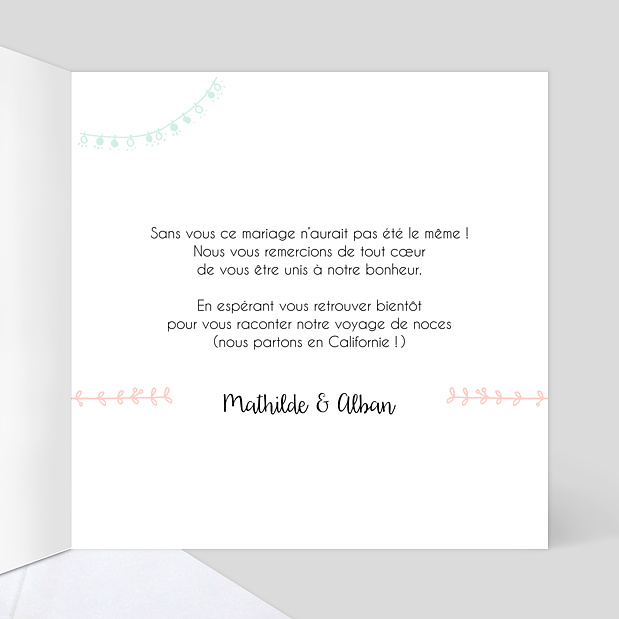 Remerciements Mariage Illustré Intérieur Droit