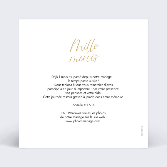 Remerciements mariage Cadre Design