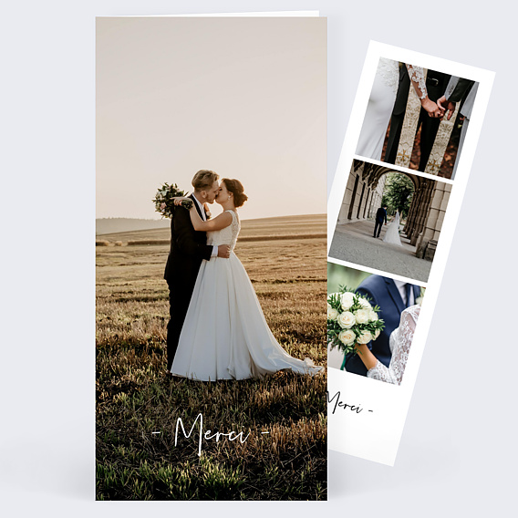 Carte remerciement mariage Bandeau (dos photo)