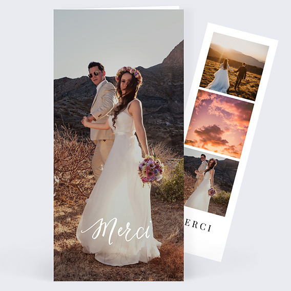 Carte remerciement mariage Calligraphie