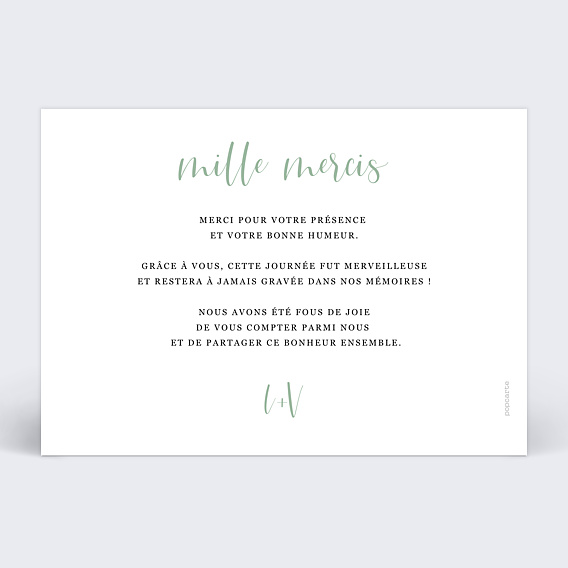 Carte remerciement mariage Cinematic III Verso