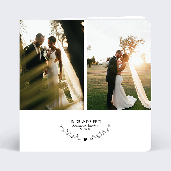 Remerciements mariage Cœur Bucolique