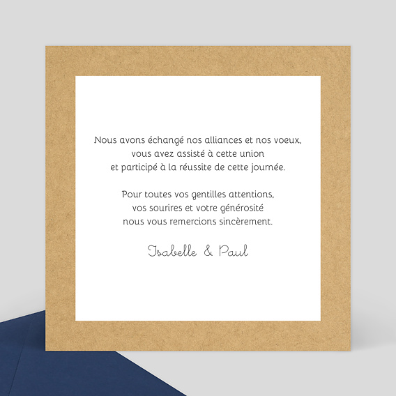 Carte remerciement mariage Fanions Bucoliques Verso