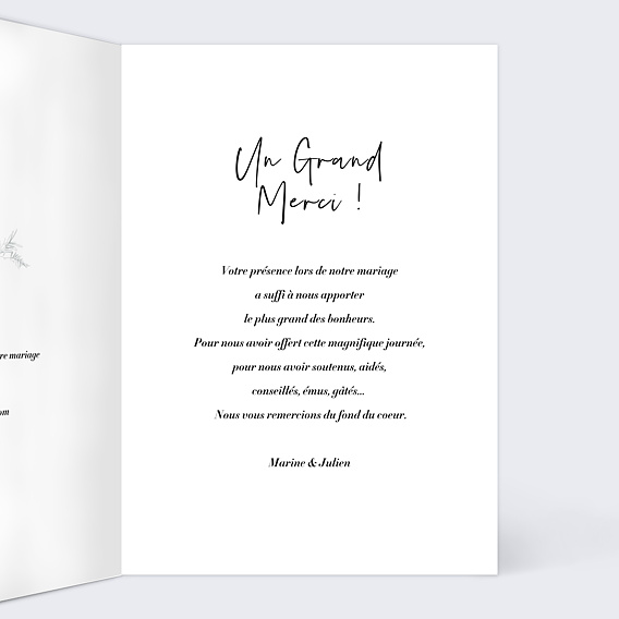 Carte remerciement mariage Il Était une Fois Intérieur Droit