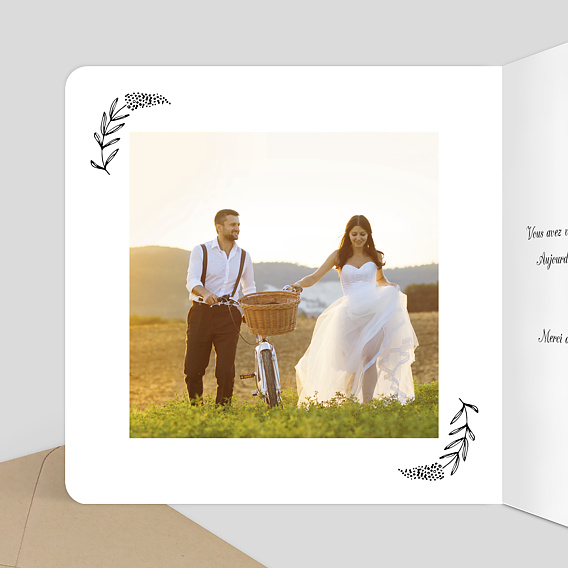 Remerciements mariage Just married floral simple