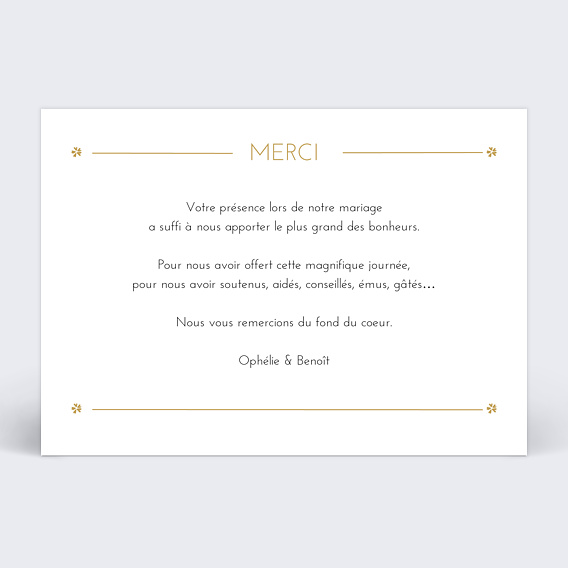 Carte remerciement mariage Losange Fleuri Verso