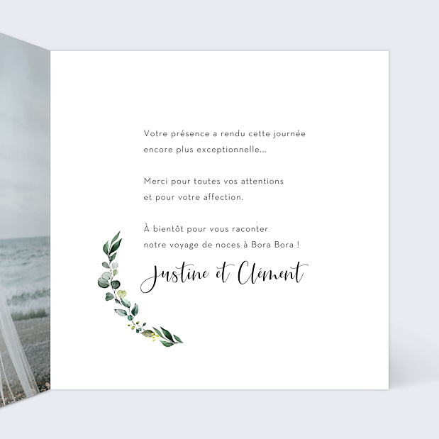 Remerciements Mariage Couronne Eucalyptus Intérieur Droit