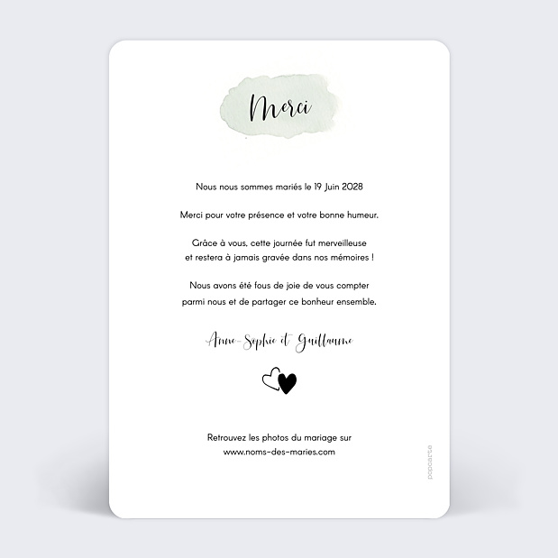 Remerciements Mariage Tempo Verso