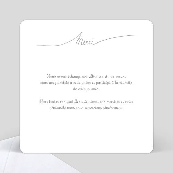 Carte remerciement mariage Lettres Chic Verso