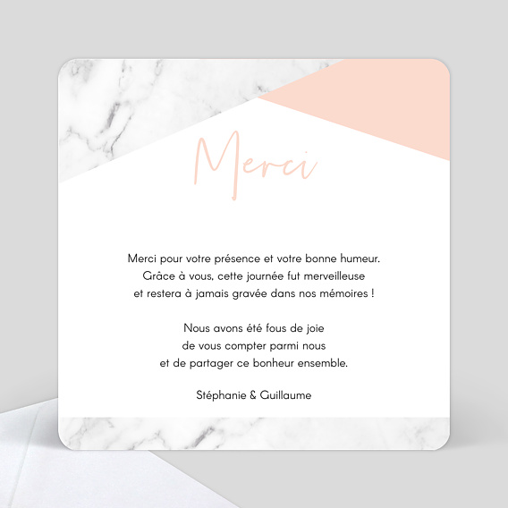 Carte remerciement mariage Marbre Verso