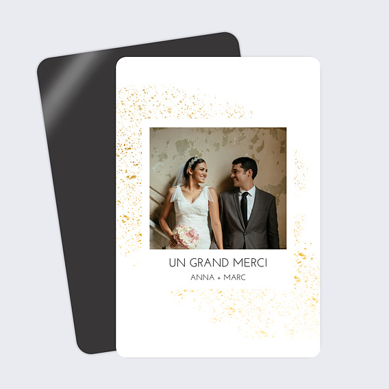 Carte remerciement mariage Poudre Ocre