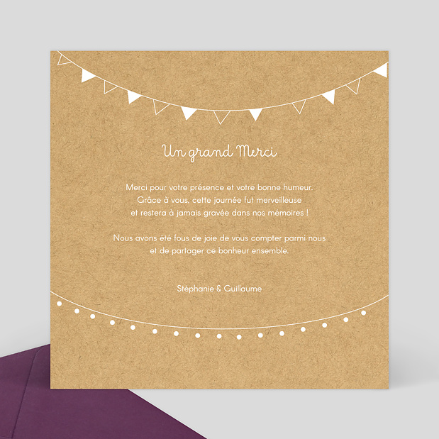 Remerciements mariage Bucolique simple Verso