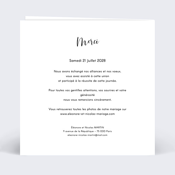 Remerciements mariage Découpe Ronde de Fleurs
