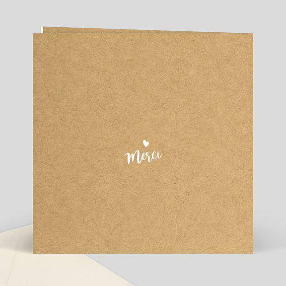 Carte remerciement mariage Just Married Kraft Verso