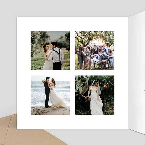 Carte remerciement mariage Ligne Ocrée Intérieur Gauche