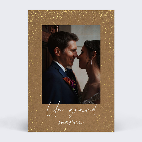 Carte remerciement mariage Tourbillon d'étoiles kraft